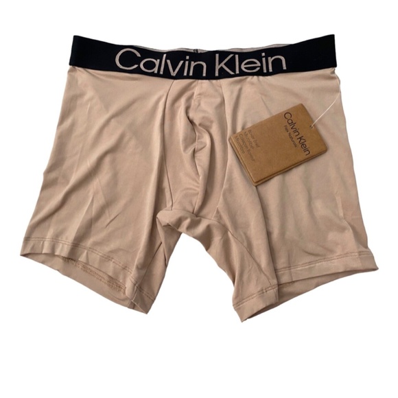 Calvin Klein Nwt Flex Naturals Logo Band Microfiber Beige Boxer Brief NB3113 200 - Picture 1 of 2